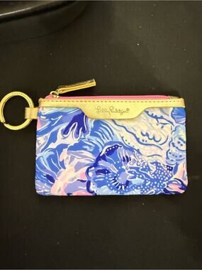 Lily Pulitzer blue & Pink Swirl Card Holder Keychain